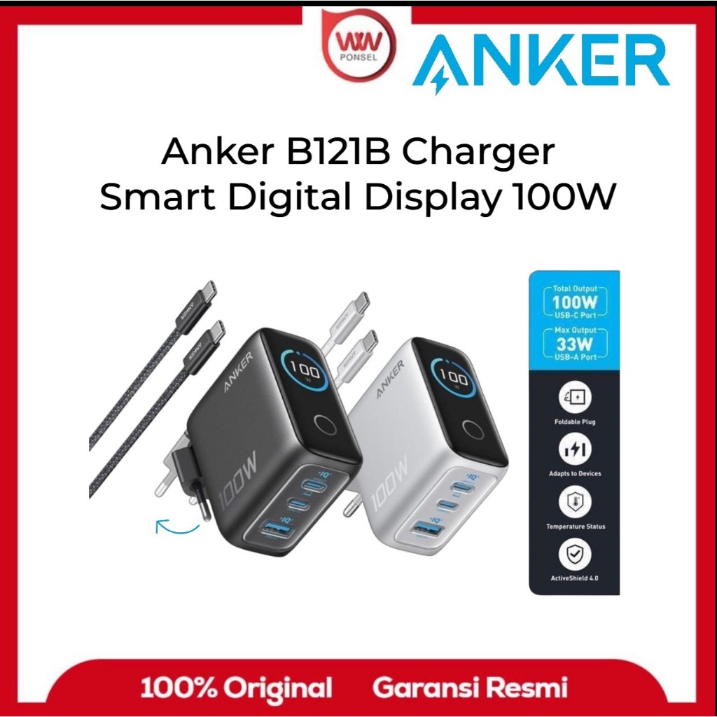 Anker B121B Charger Smart Digital Display 100W