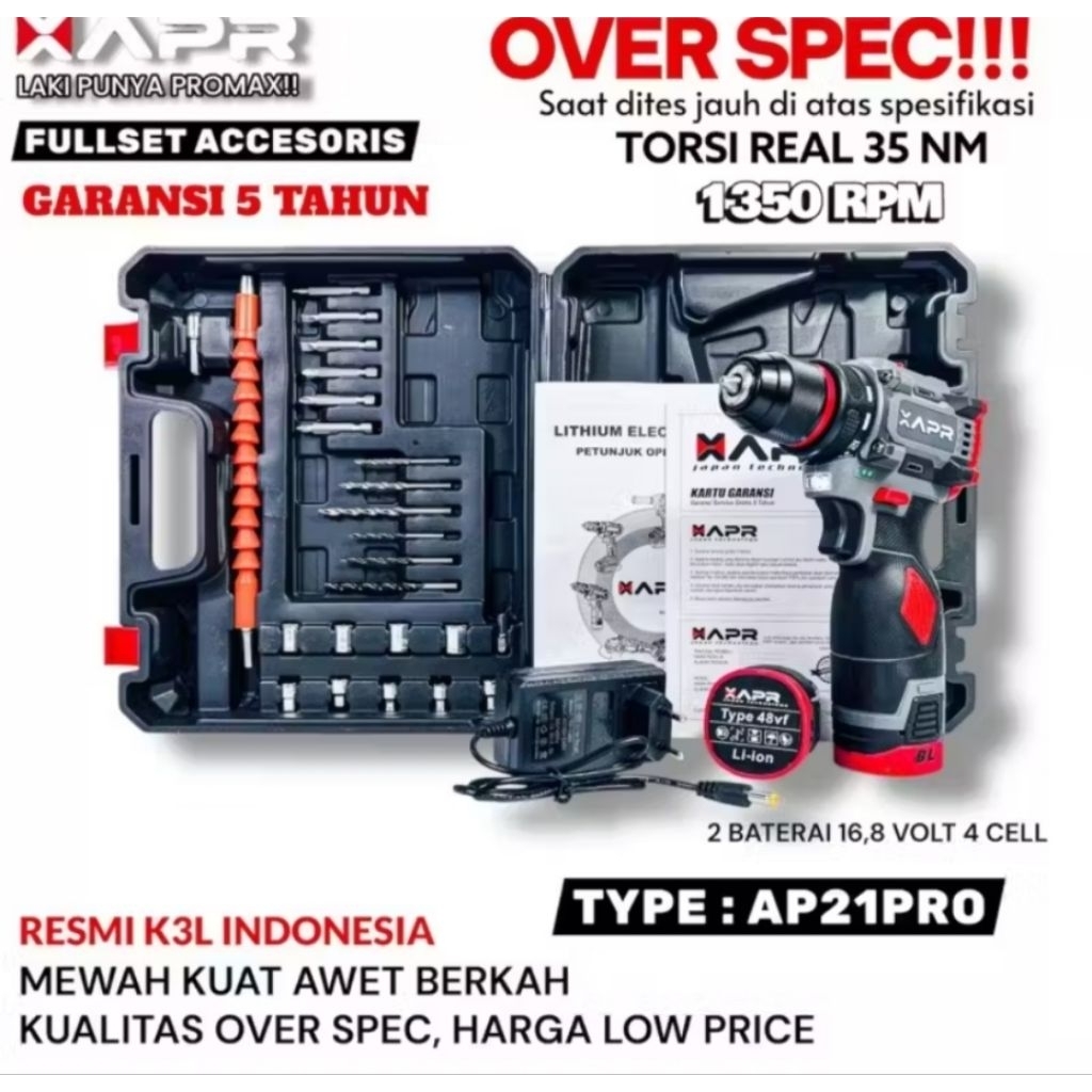 APR AP21PRO BOR CORDLESS 10mm BRUSHLESS 2BATRAI KOPER