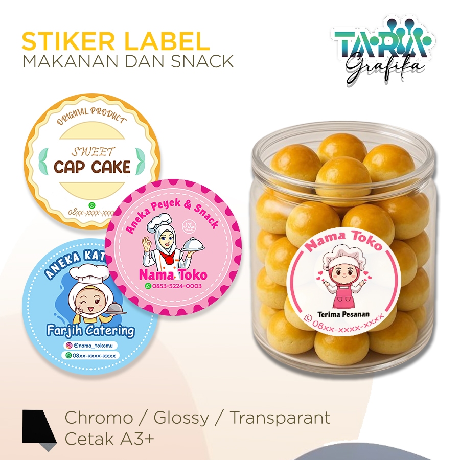 [1HARI JADI] Stiker Label Makanan / Cetak Stiker Bulat Kotak Custom Logo Makanan / Label Kemasan