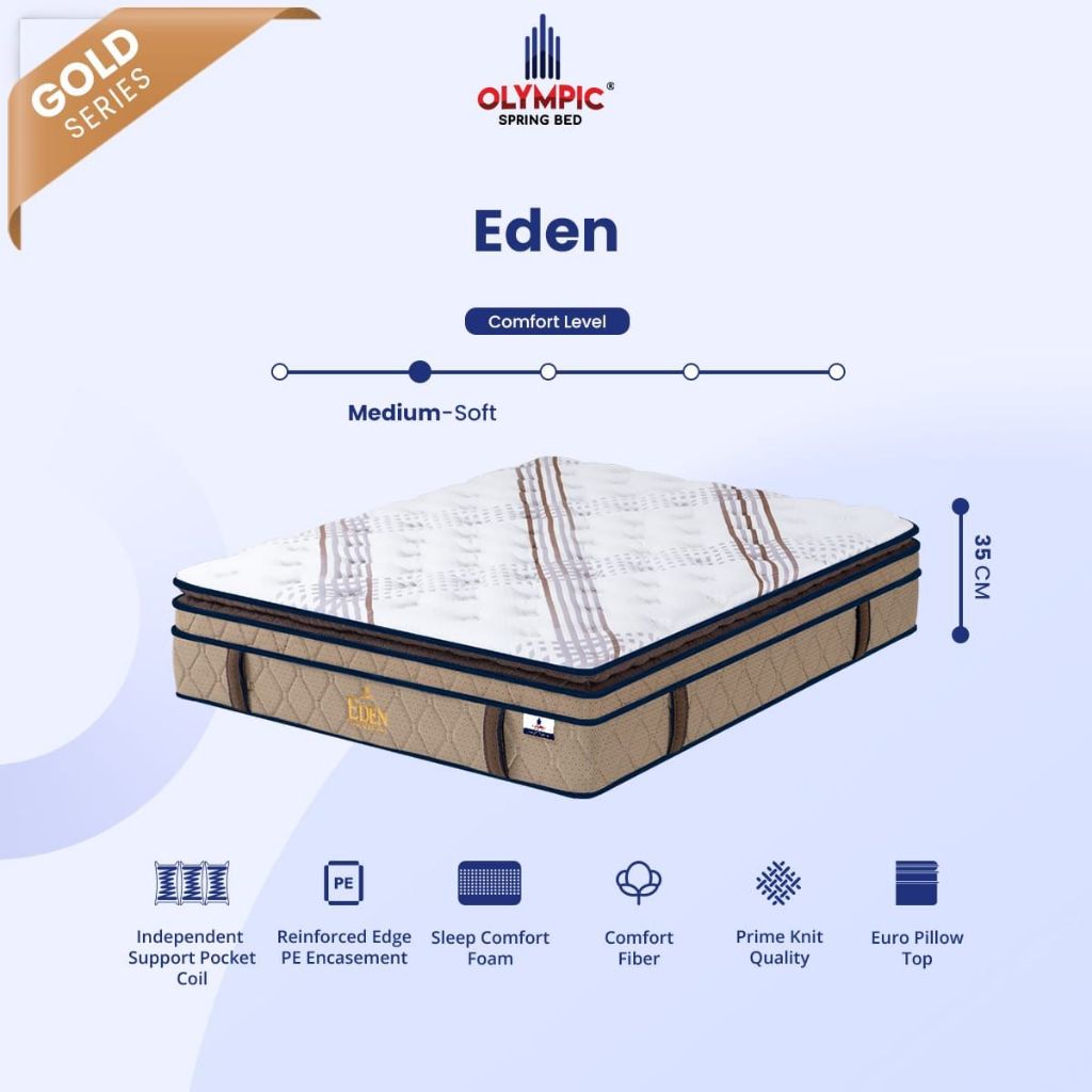 (PRODUK KHUSUS AREA MALANG RAYA) Olympic Springbed Eden Set Divan Pillow Top Pocket Spring Knit Fabr
