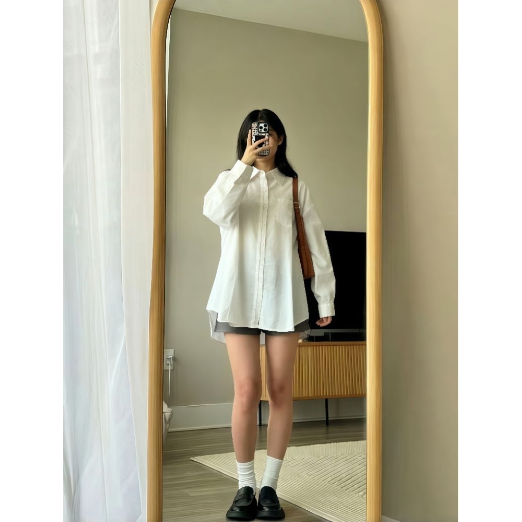 wanwan clothing kemeja oversize wanita kemeja polos putih