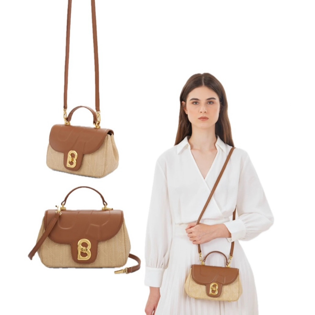 Buttonscarves alma wicker strav bag small