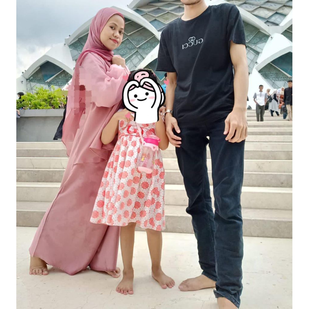 gamis lengan balon organza