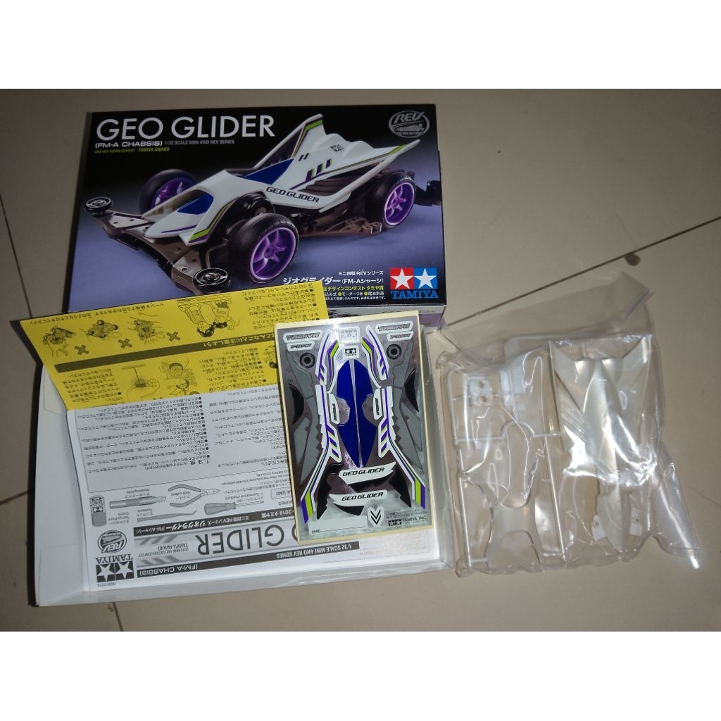 Body Tamiya Geo Glider Original + Box + Decal + Kitab