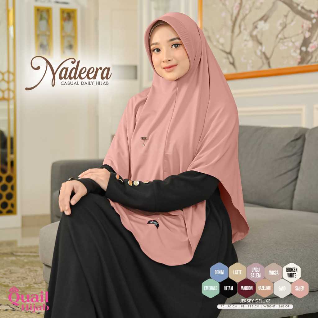 Nadeera Casual Daily hijab Original Quail Jilbab Wanita Nadeera QuailHijab jersey Pad Nadeera