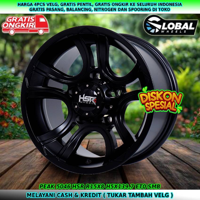 Velg racing hsr R15 untuk mobil Feroza| Taft| CJ| Escudo| Jimny| Sidekick| dll velg hsr peak R15