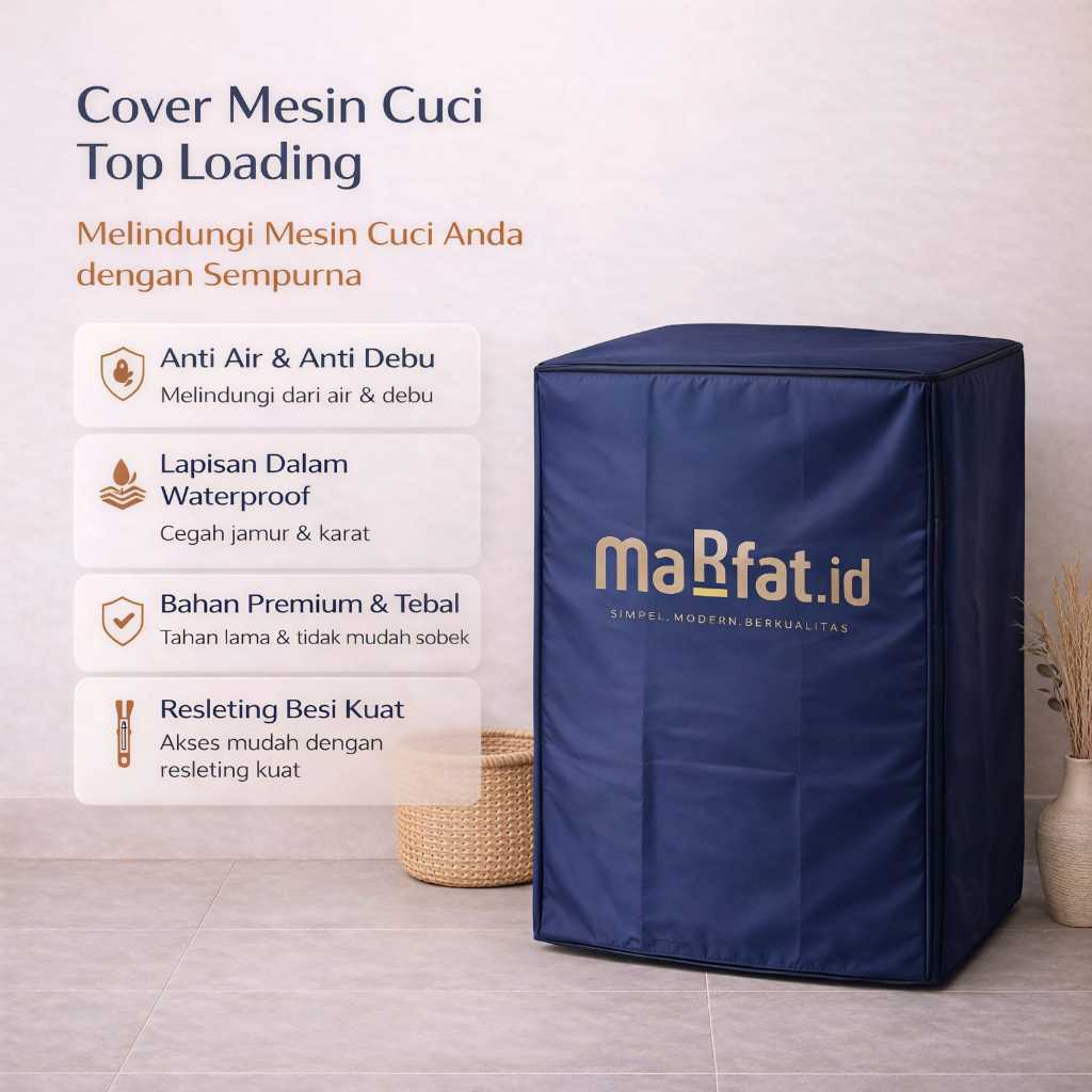 Cover Mesin Cuci Top Loading Waterproof – Sarung Anti Air Debu Panas Semua Merk (Samsung, Sharp, LG,