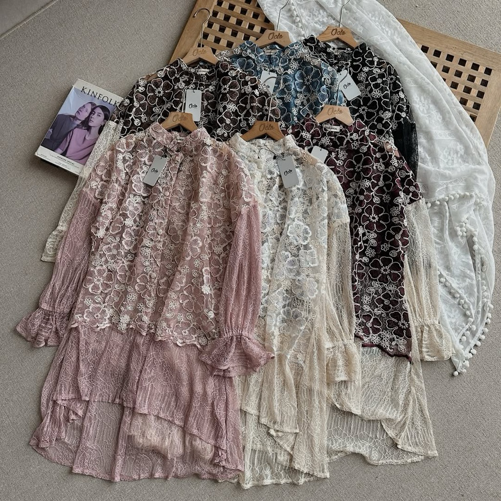 Oclo Yasmeera Tunic Brokat Mix Cantili Katun Lebaran Premium OCL01597