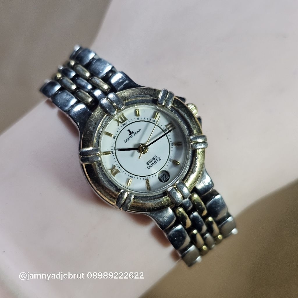 Jam Louis Jean Swiss Silver Gold Rantai Ladies Bekas
