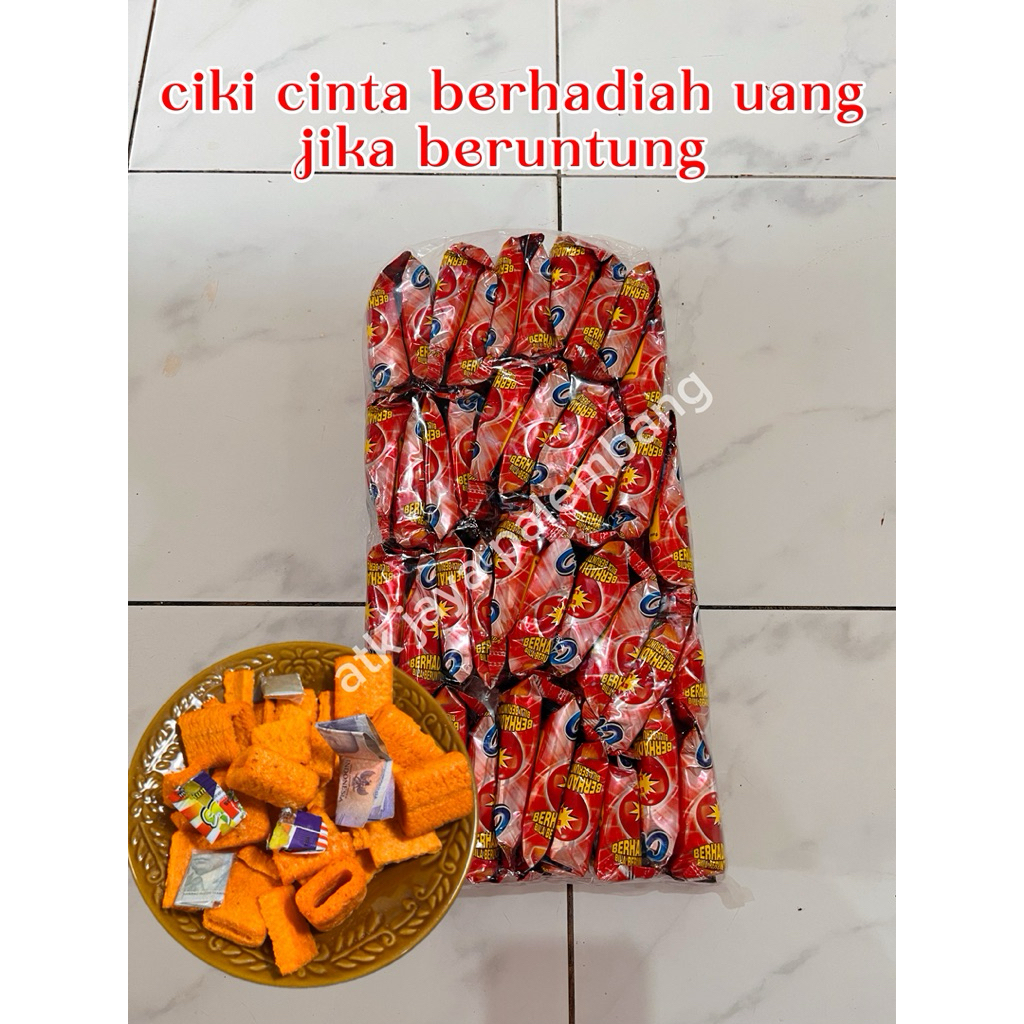 [Free Packing Kardus] Jajanan anak snack ciki cinta berhadiah uang jika beruntung isi 10 bungkus
