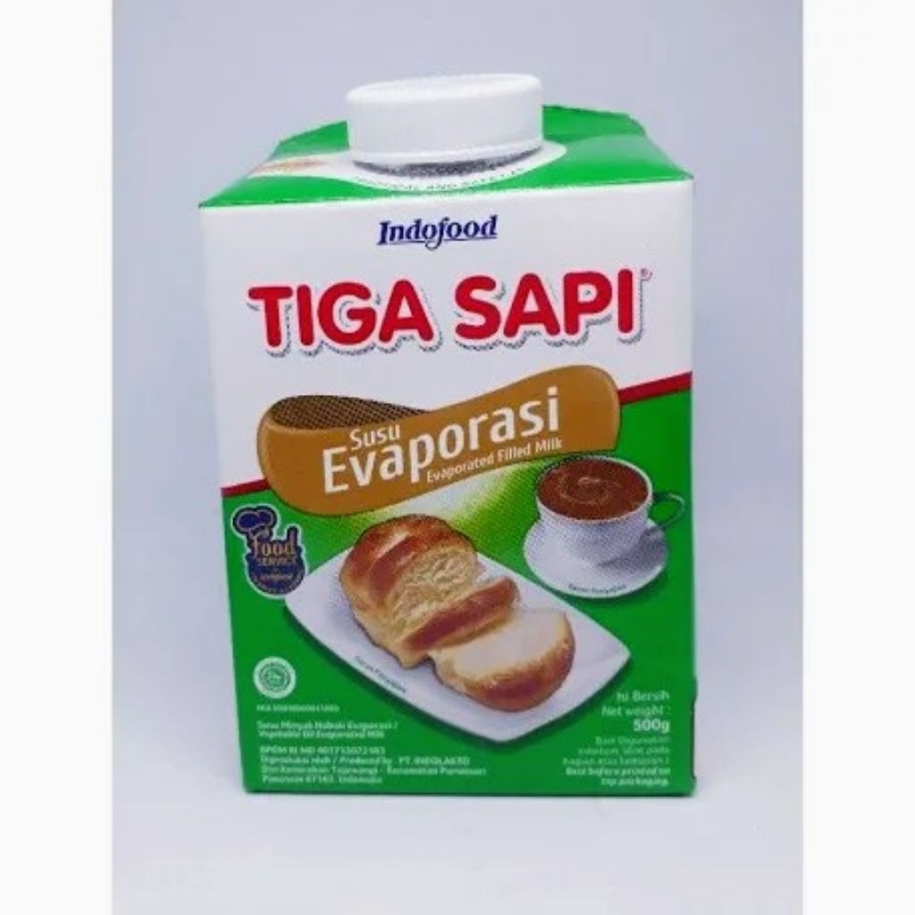 SUSU TIGA SAPI EVAPORASI 500GR 1KARTON ISI 12PCS/ SUSU EVAPORASI TIGA SAPI 1 KARTON