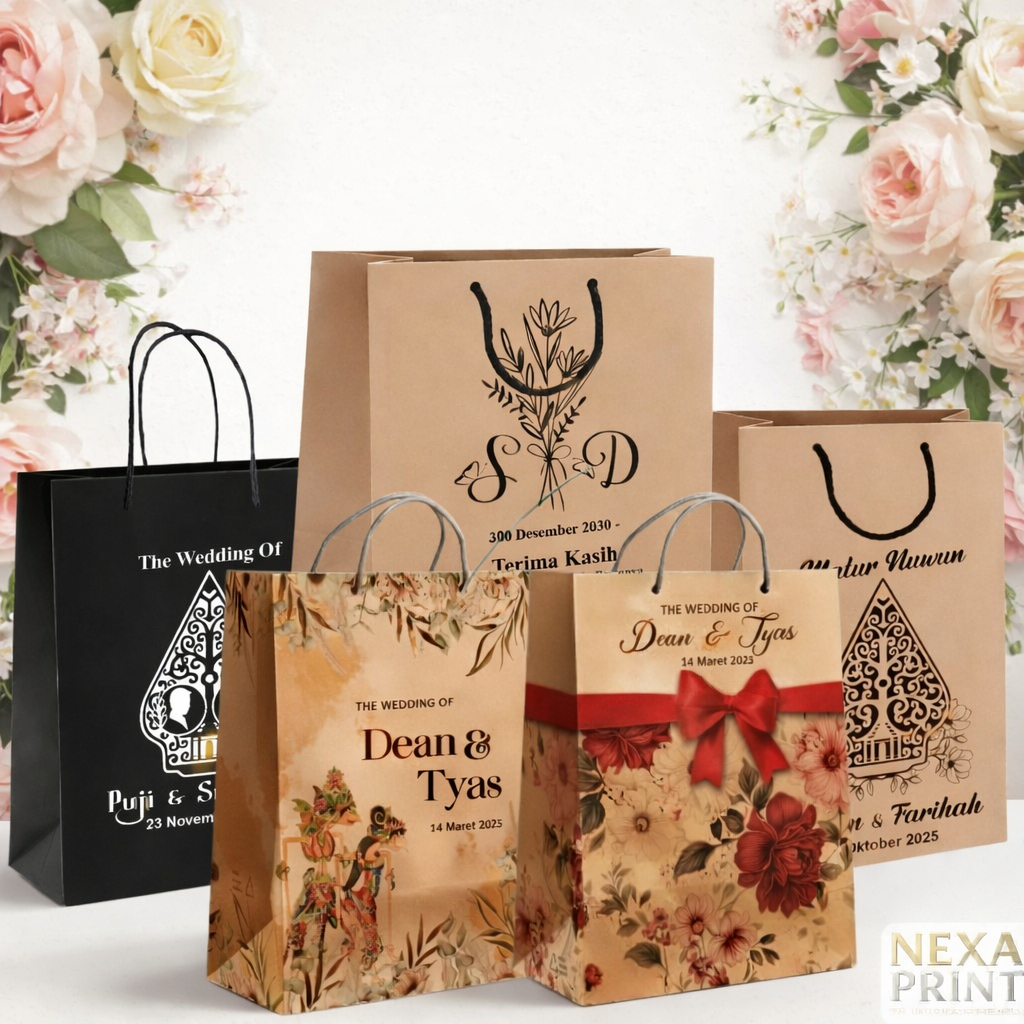 Paper Bag Custom Sablon Untuk Tas Hajatan, Souvenir Pernikahan, Khitan Bahan Kraft Original Murah
