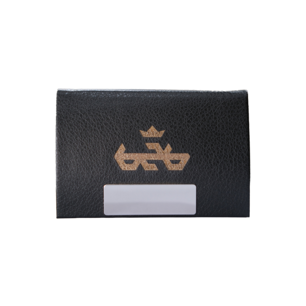 Card Holder Kulit | Kulit Sintetis | Hitam (Solid Black) | Logo Hot Print Gold | Muat 10–15 Kartu | 