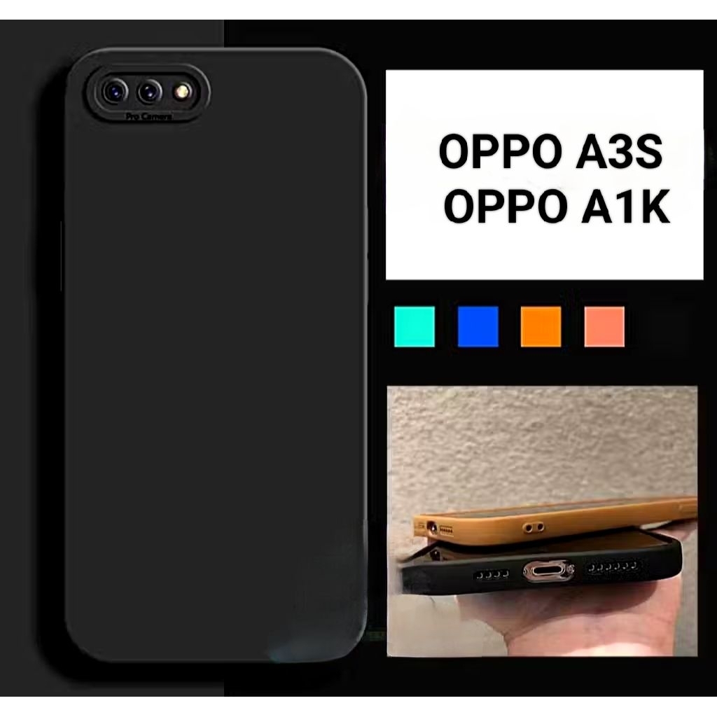 Softcase Casing Oppo A3S A1K Silikon Macaron Pro Camera full Black