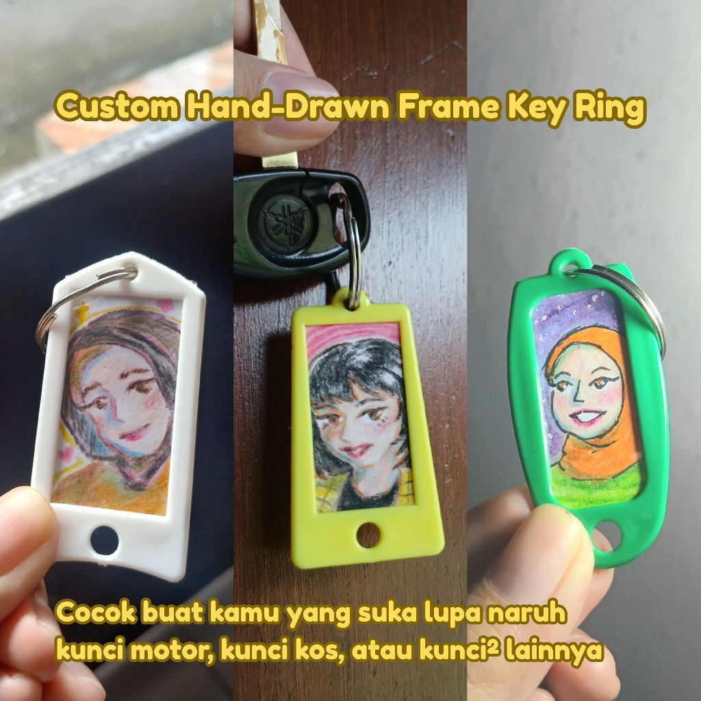Custom Hand-Drawn Frame Key Ring