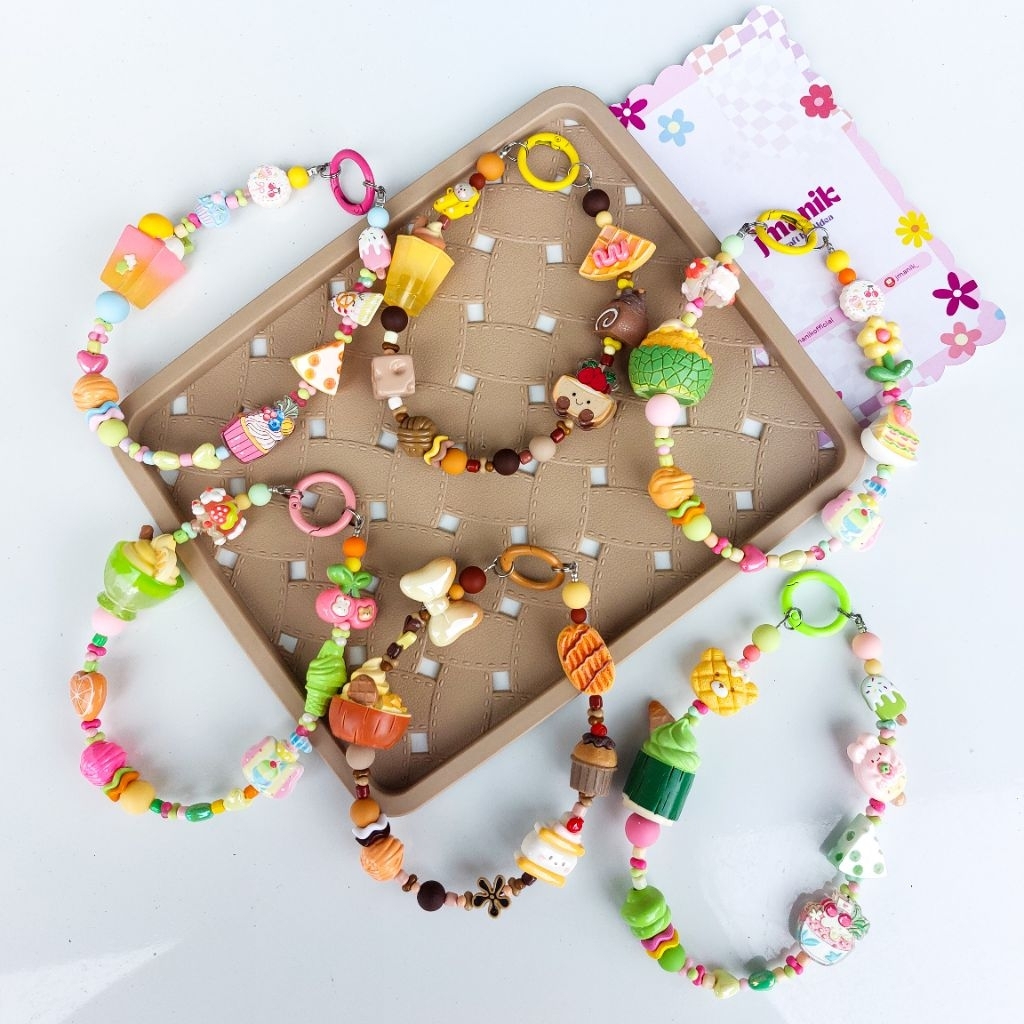 Phone Strap Karakter Unik | Tali HP Tema Makanan Roti Kue | Gantungan HP lucu