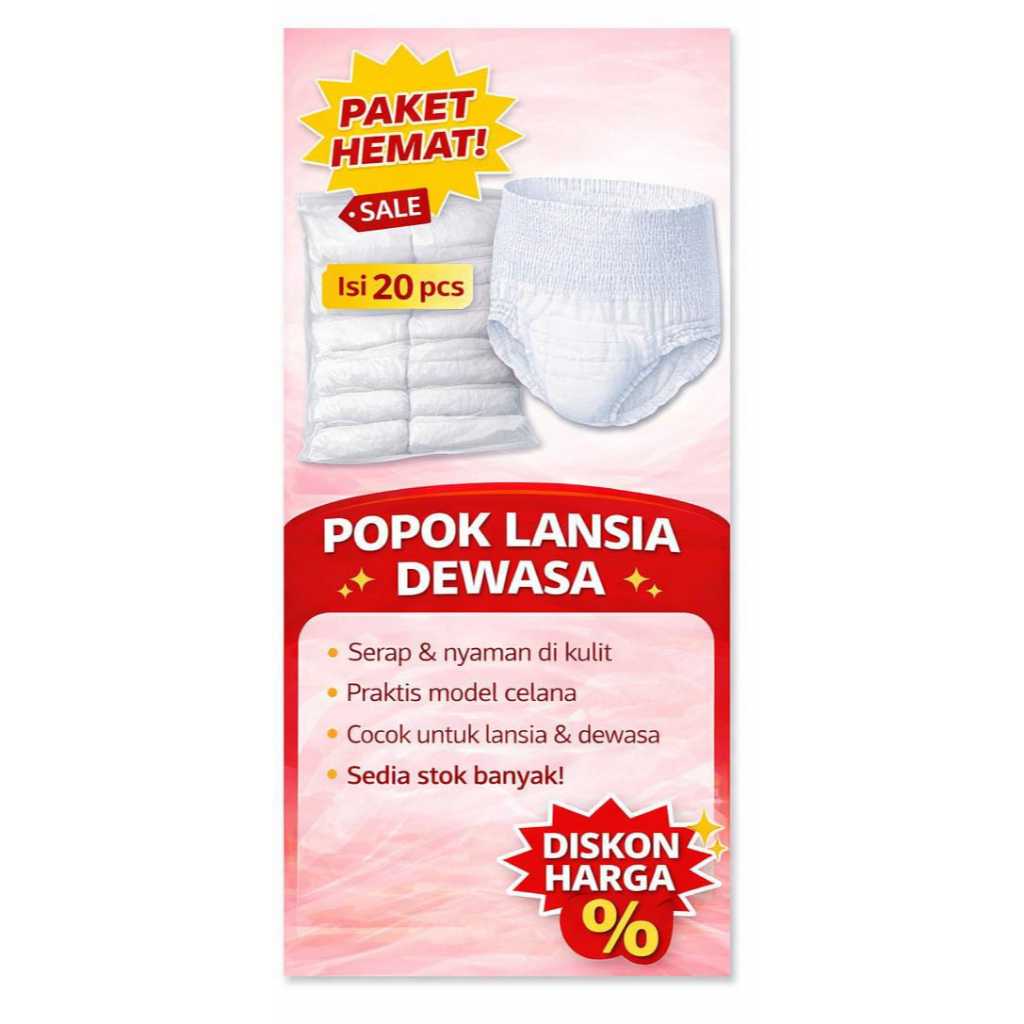 PROMO   PAMPERS CELANA DEWASA/LANSIA ISI 20pcs MURAH AMAN NYAMAN uk M uk L uk XL