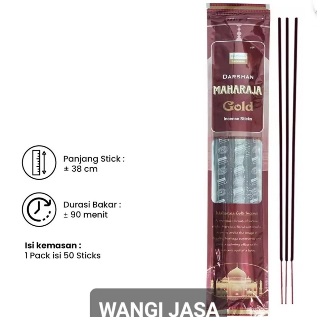 Dupa Buhur Stick Maharaja Gold Panjang Isi 50 Stick / Dupa Darshan Pengharum Ruangan