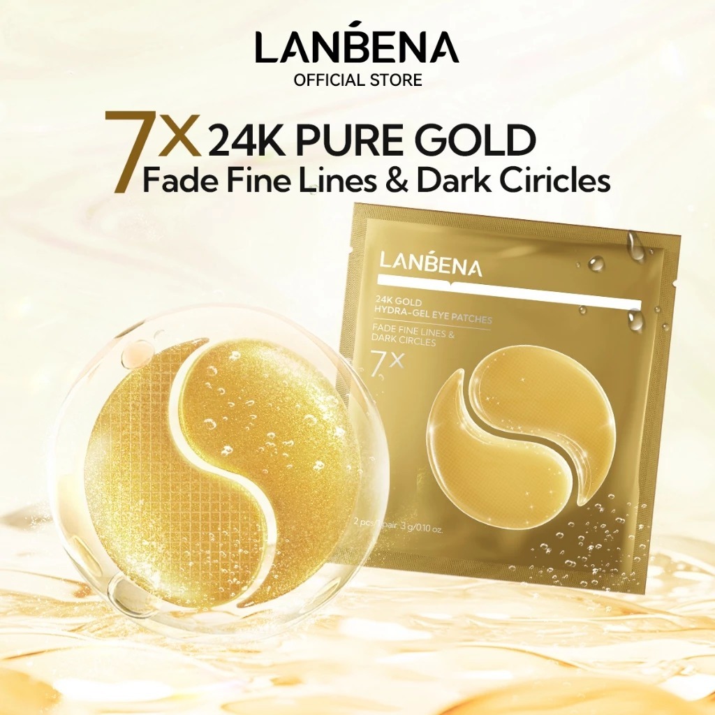 LANBENA 1 Pair 24K Gold Collagen Eye Patch Penghilang Kantung Mata Lingkaran Hitam Masker Mata Anti 