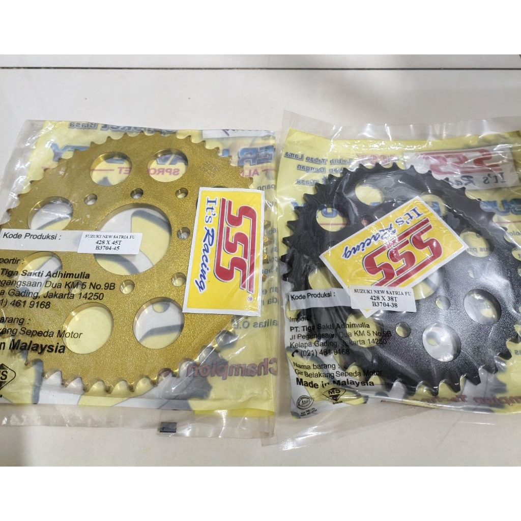 Gear Gir Sss Satria Fu F150 Steel 428 38 45 Hitam Black Gold