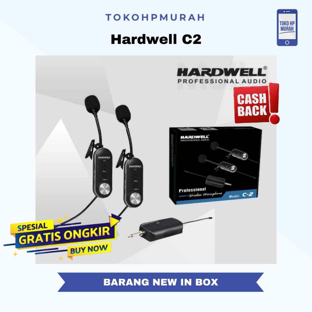 Mic Wireless Jepit Clip On Hardwell C2 / C-2 2 Mic Imam Mic Clip On Original