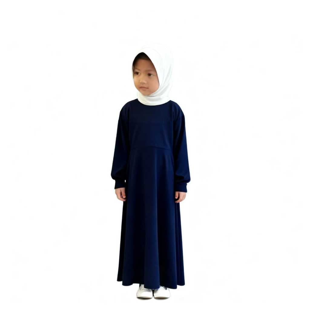 Gamis Anak Perempuan Polos 7-15 Tahun Jersey Premium