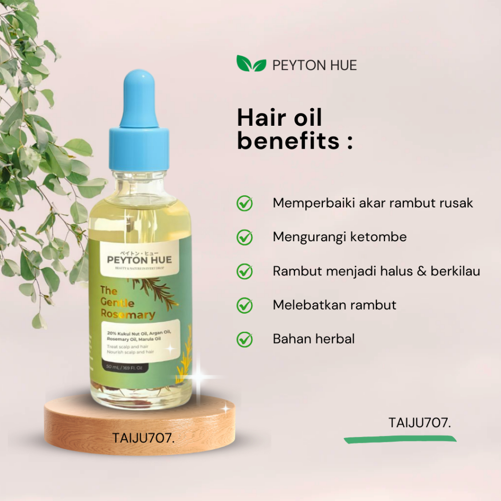 PEYTON HUE - Hair Oil Rosemary 60ml Perawatan Rambut Rontok & Melebatkakn Rambut
