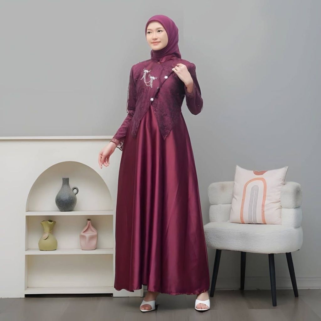 (ADA JUMBO) Gamis Modern Sahara Gamis Pesta Kondangan Kekinian Baju Bridesmaid Seragam Gamis Lebaran