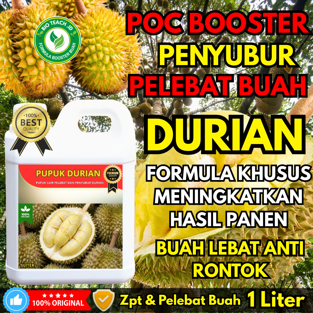 Pupuk Booster Durian penumbuh bunga dan pelebat buah anti rontok 1liter | Cepat Berbuah Lebat Tidak 