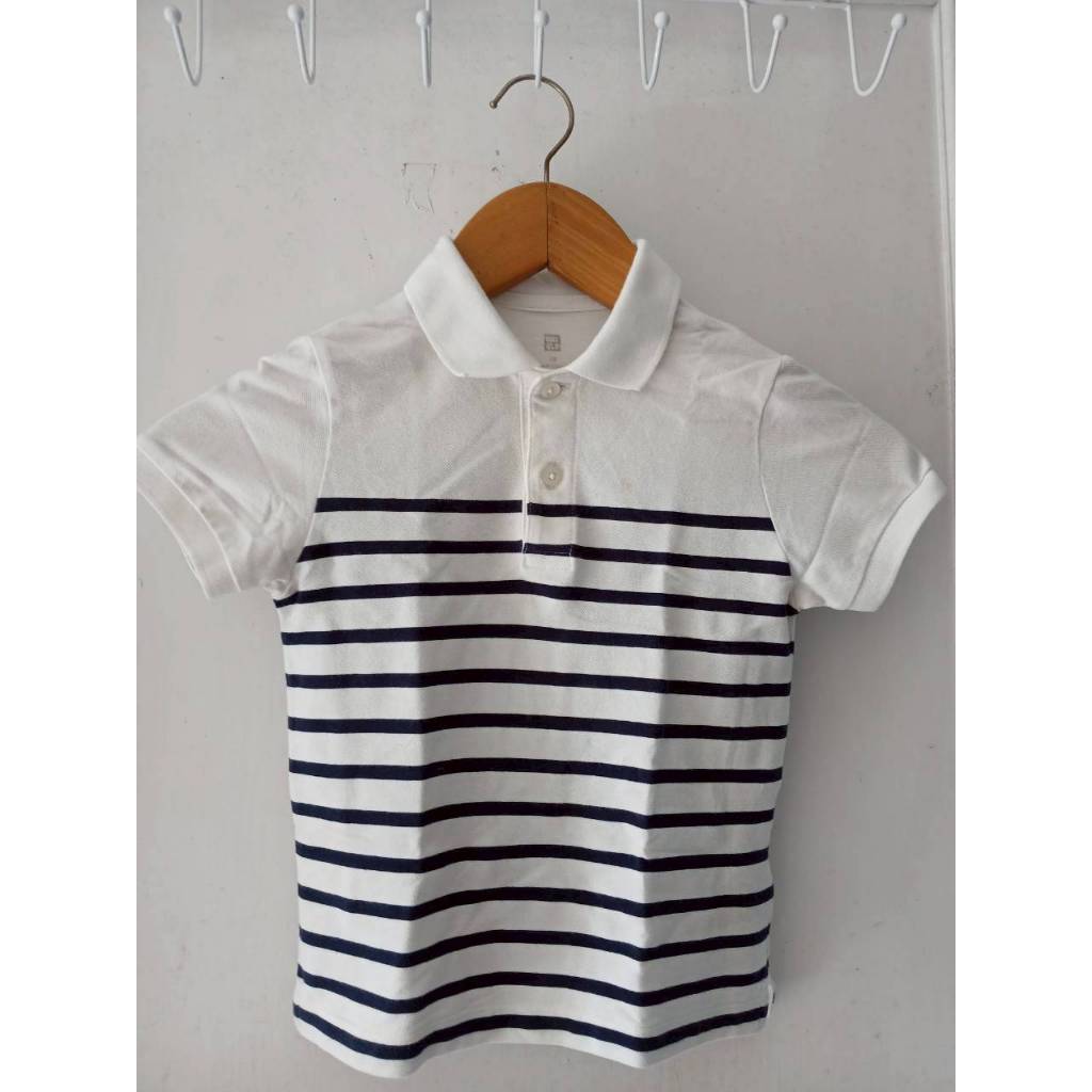 Kaos Polo Anak Laki-Laki Uniqlo Stripe White