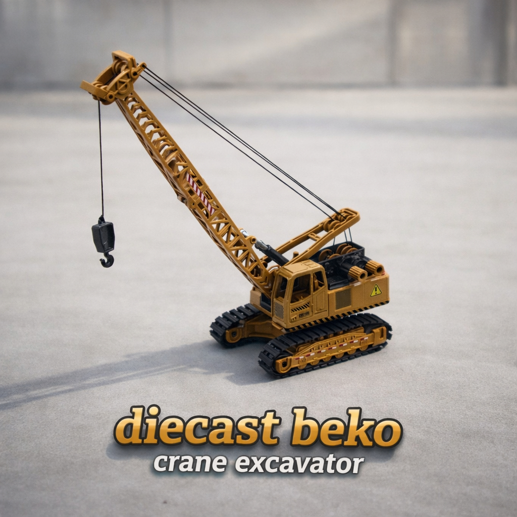 Mainan Mobil Mobilan Diecast Truk Konstruksi Crane Beko Excavator XHM Besi Metal