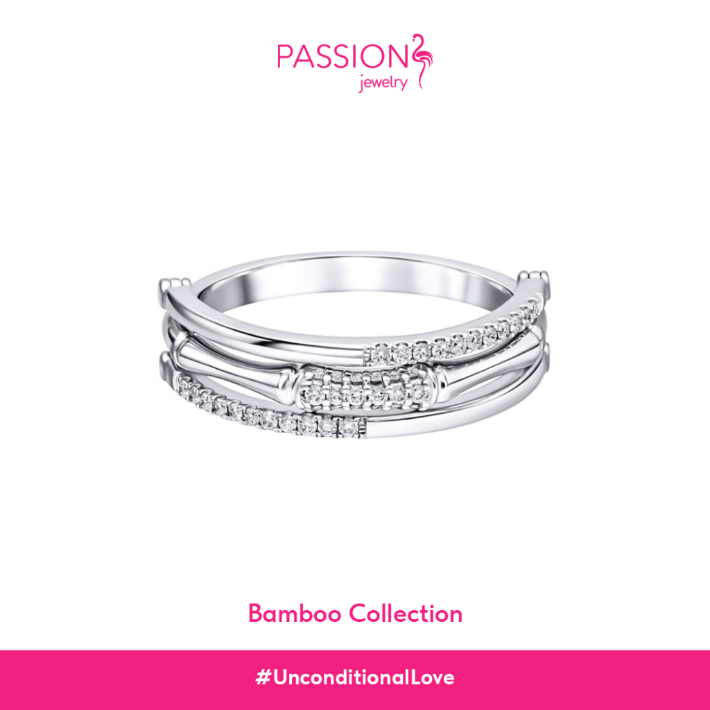 Passion Jewelry - Cincin Berlian Wanita Emas 18K Bamboo CWF3562