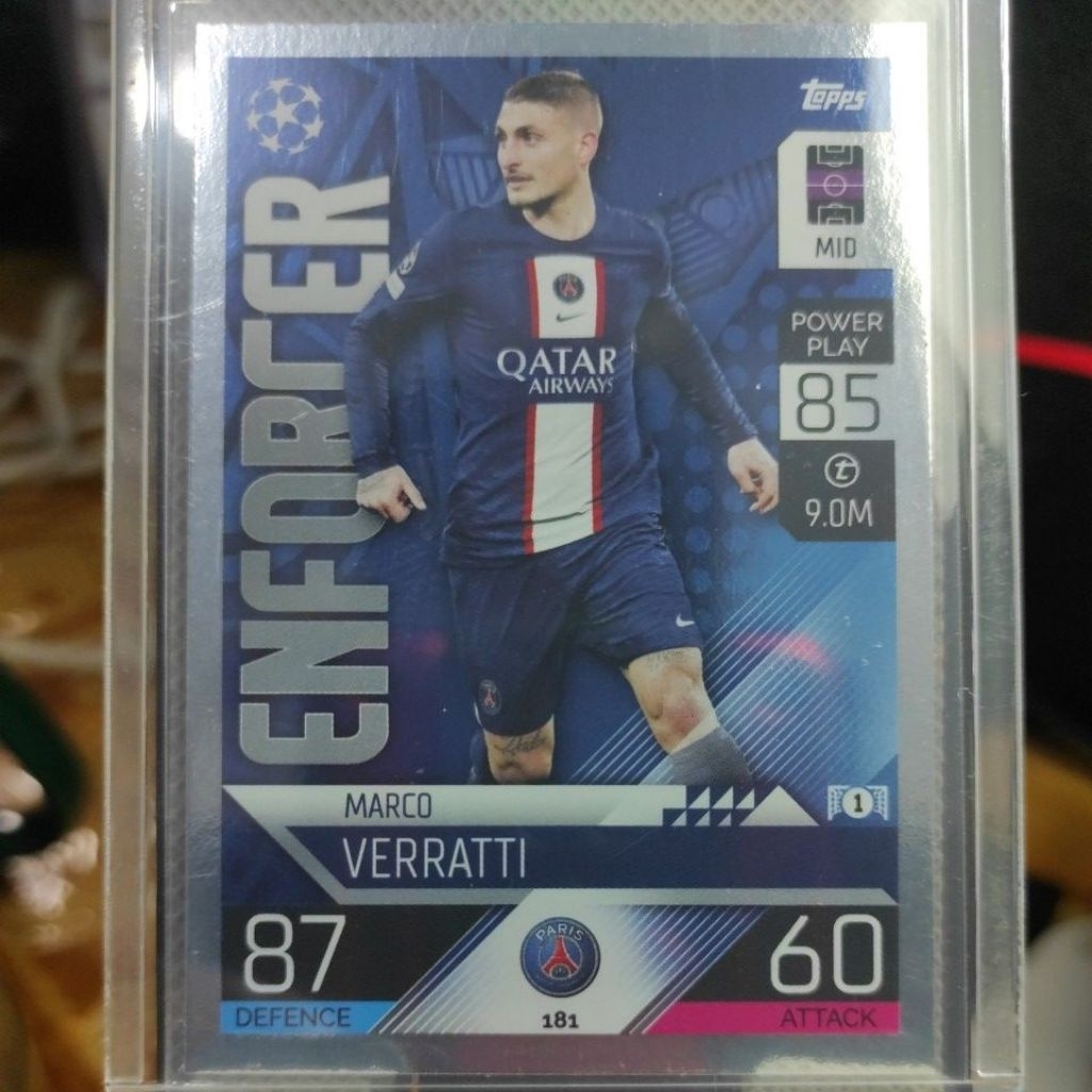 Kartu Bola Topps Match Attax Champions League 22/23 Marco Verratti PSG Enforcer