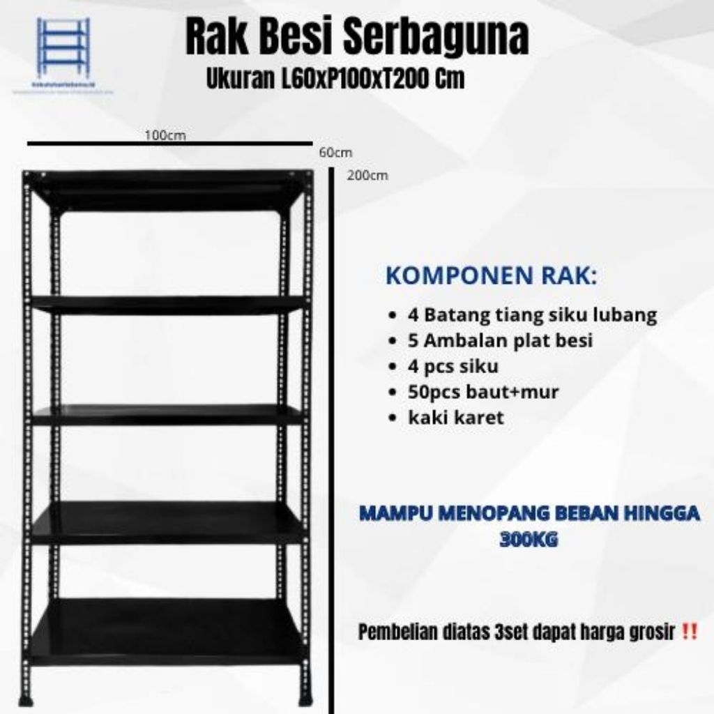 rak besi serbaguna 5 susun 60x100x200cm