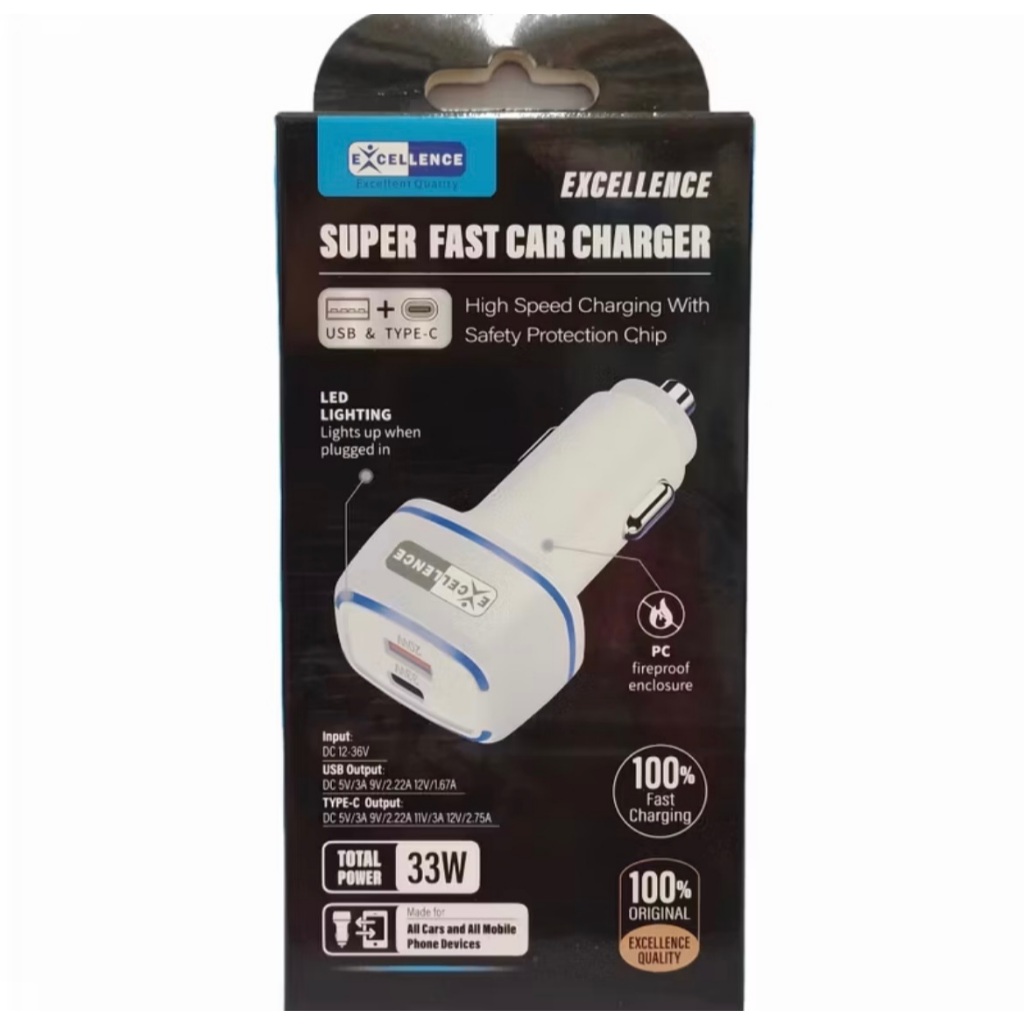 Car Charger Mobil Excellence Enigma 33W USB+Type-C