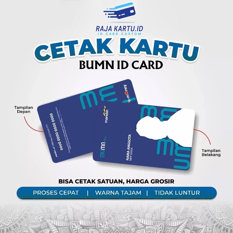 Cetak ID Card Kartu Digital Fisik Kartu BUMN Bisa Satuan Anti Luntur Bahan PVC Tebal 2 SISI