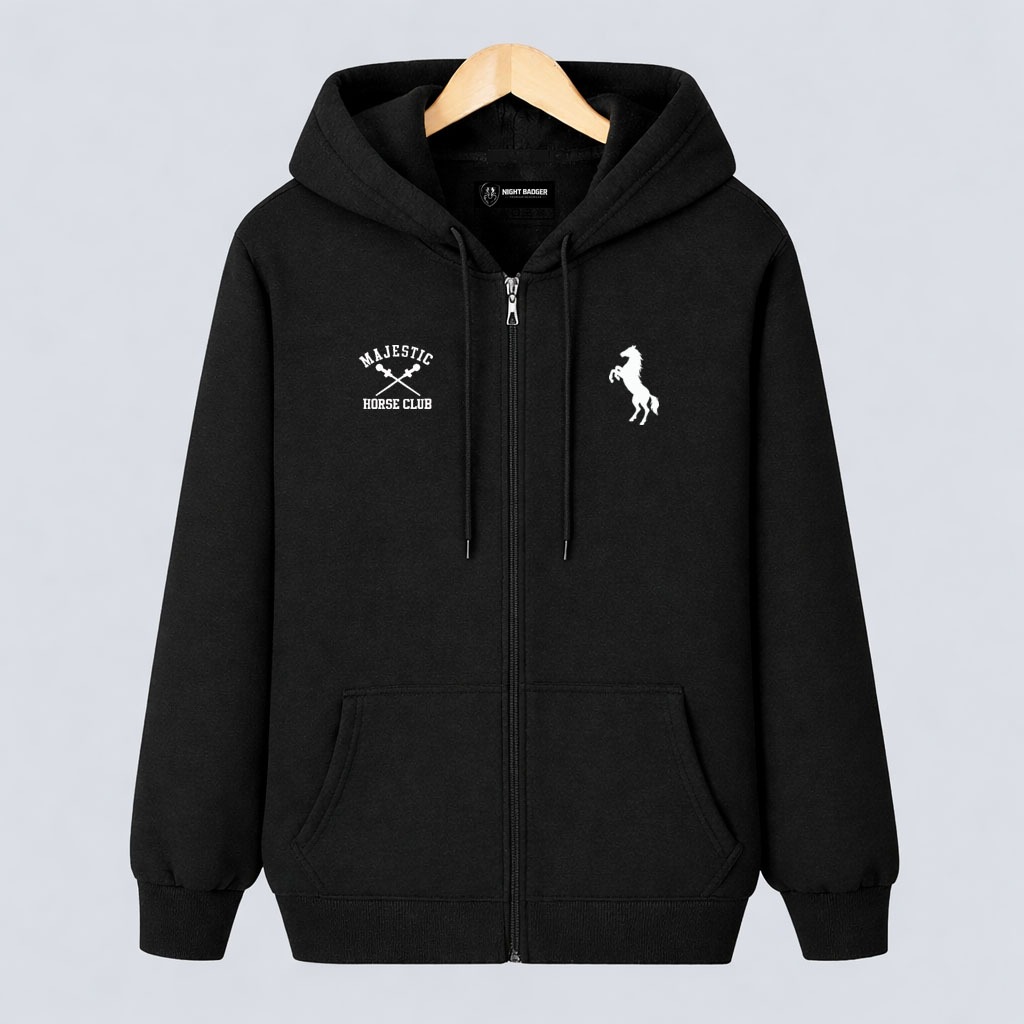 NIGHT BADGER Jaket Pria Wanita Logo Majesty Kuda Putih Jacket Premium Unisex