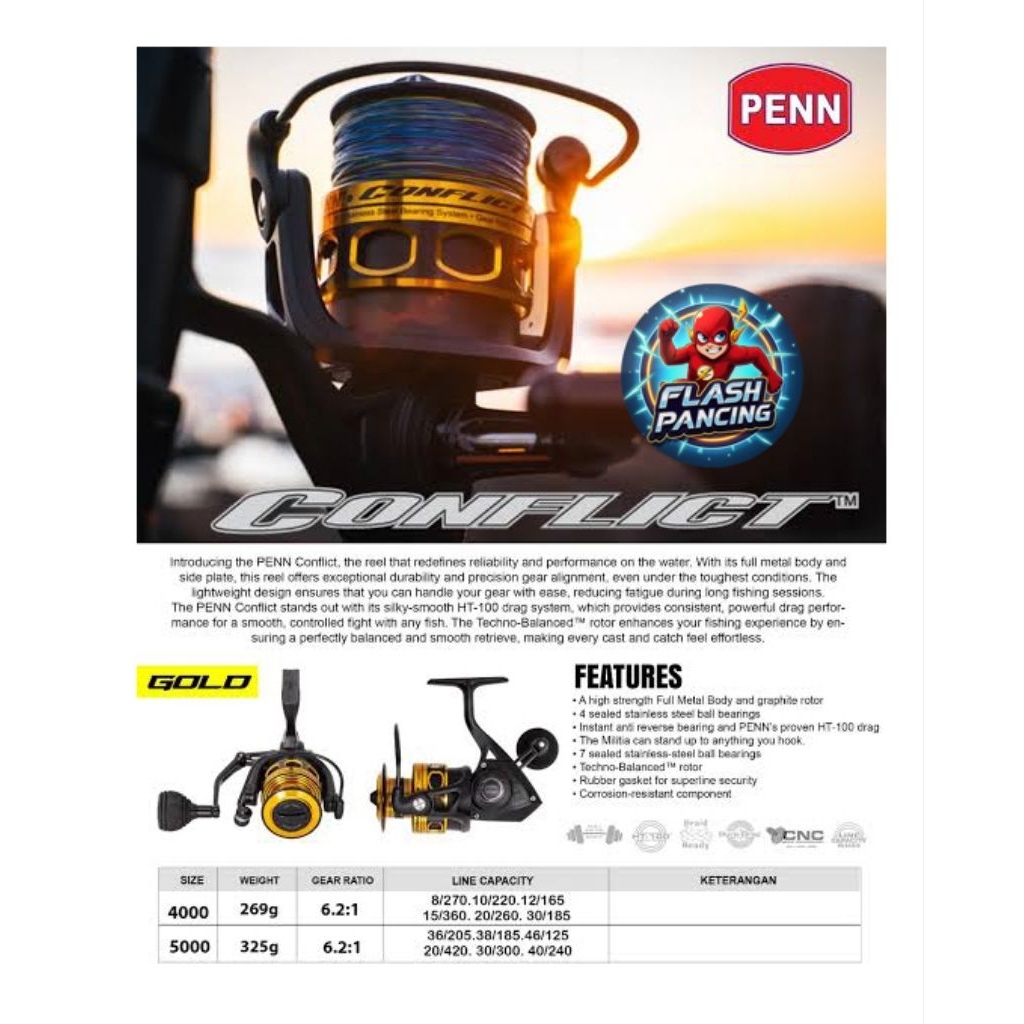 REEL PENN CONFLICT GOLD (4000/5000)