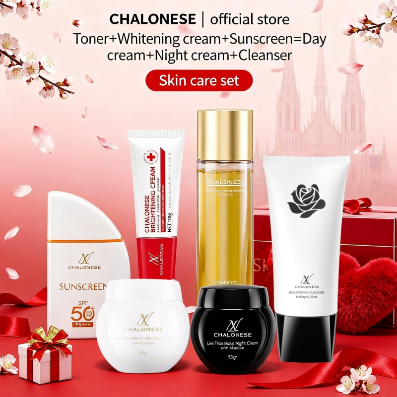 [Top Sales] CHALONESE  PAKET GLOWING SET 6IN1 (1SET MOISTURIZER+1PC FACIAL WASH+1PC WHITENING+1PC SU
