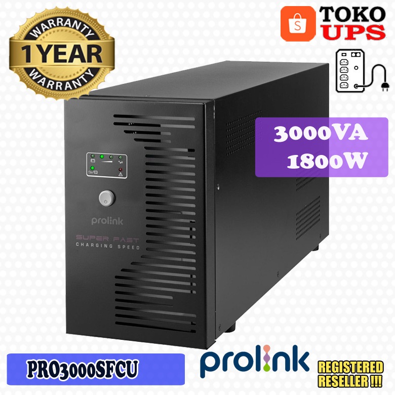 UPS Prolink PRO3000SFCU 3000VA 1800 Watt Line Interactive UPS Super Fast Charging l USB Port