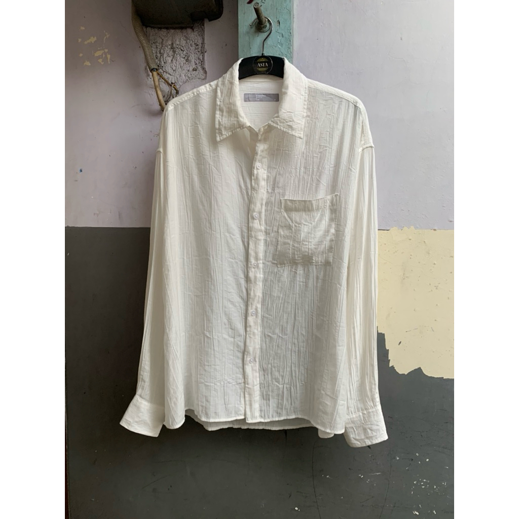 kemeja pria 8seconds polos lengan panjang preloved