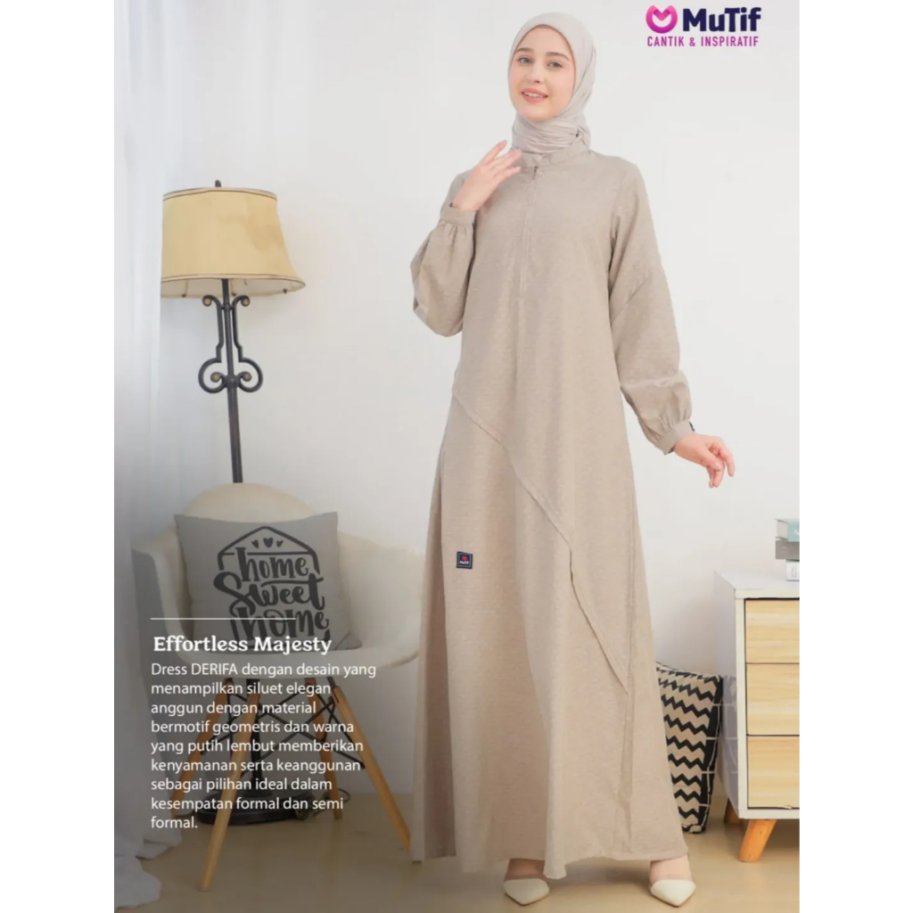 MUTIF Gamis CHAHNA Biscotti Dress Wanita Muslim Remaja Dewasa Katun Kualitas S-3XL
