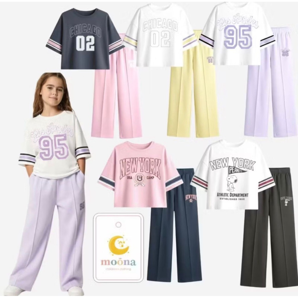 Setelan crop kulot moona 6-14tahun anak perempuan