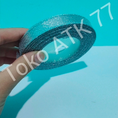 Pita Kado Kain Metalic Metalik Silver Perak 0.5" 0,5" 1/2" setengah inch READY STOCK