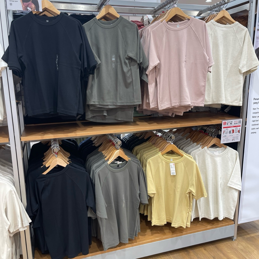 Tshirt Uniqlo Man DRY WAFFLE kerah bulat