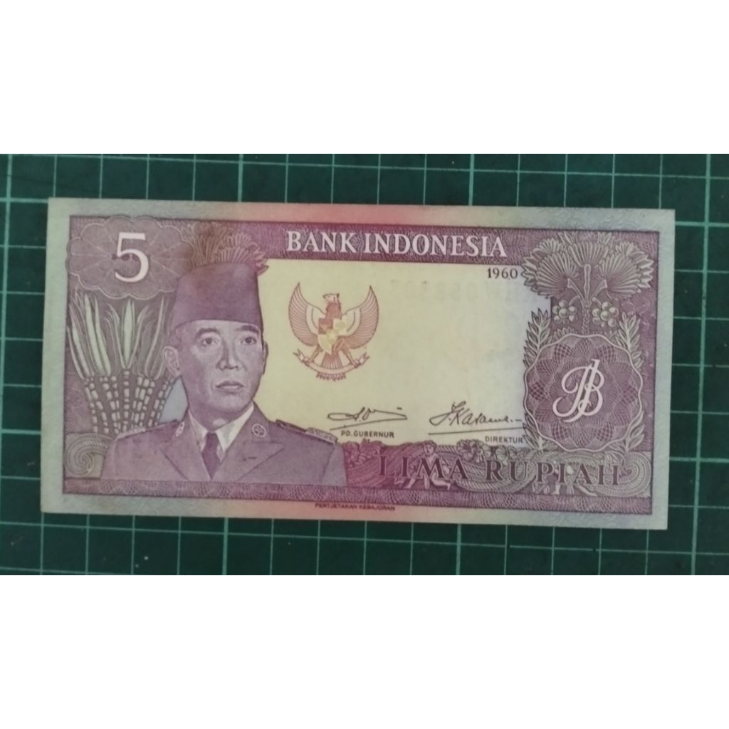 uang 5 rupiah Sukarno WM banteng