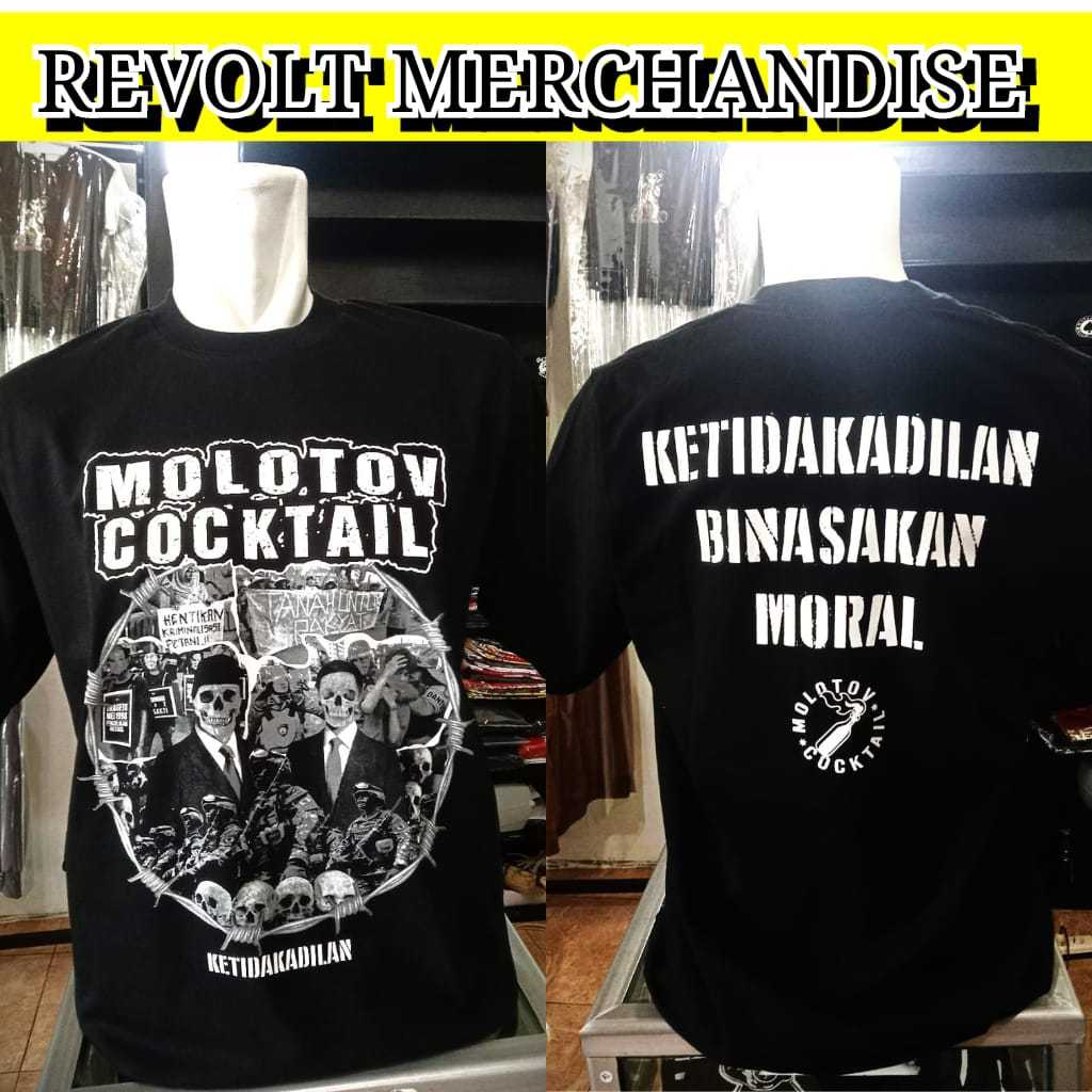 kaos band molotov cocktail (ketidakadilan), t-shirt molotov cocktail, kaos band punk, kaos punk, rev