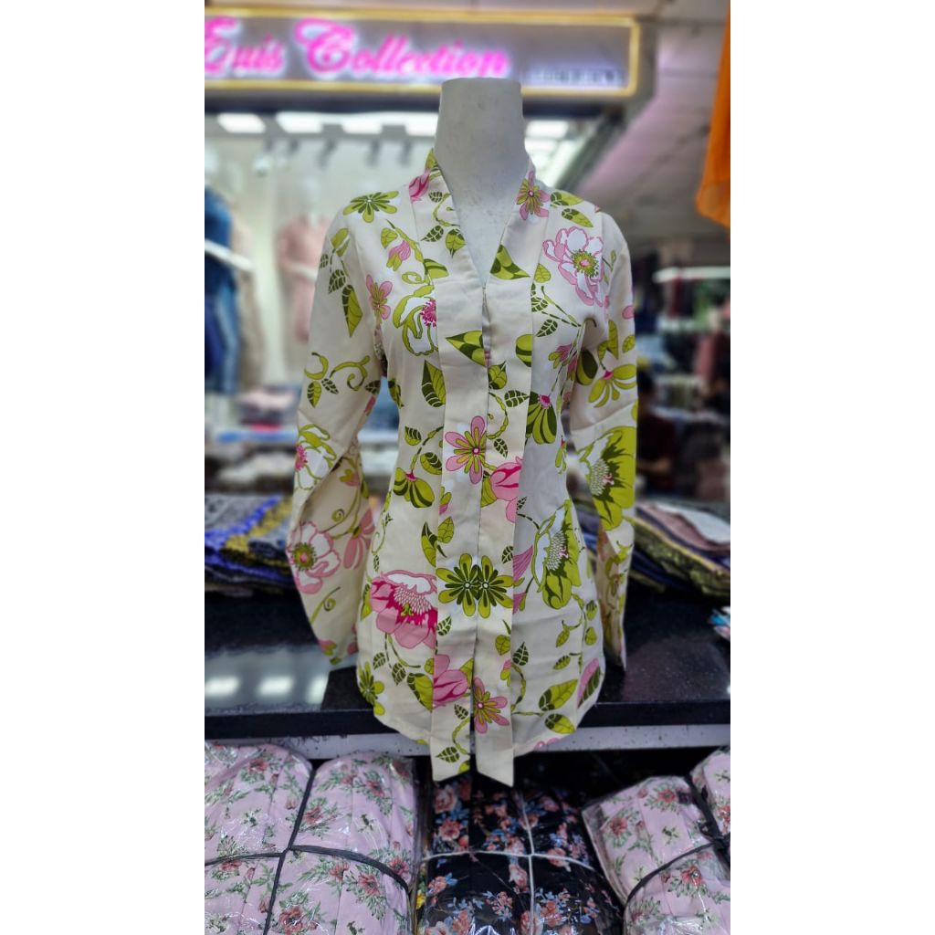 Atasan Kebaya Encim Kartini Motif Kembang /Kebaya kartini Lengan Panjang
