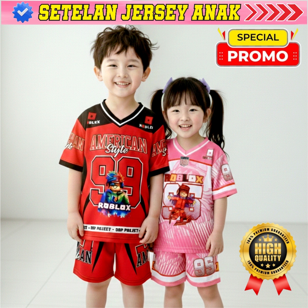 Setelan Jersey Anak Cowok dan Cewek Baju Anak Satu Set Keren ukuran 3-10 tahun