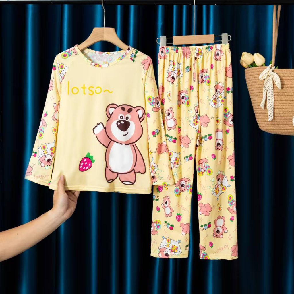 TEEREX lotso kuning Setelan Baju Tidur Baju tidur anak Lengan Panjang Untuk Anak Perempuan Laki Laki